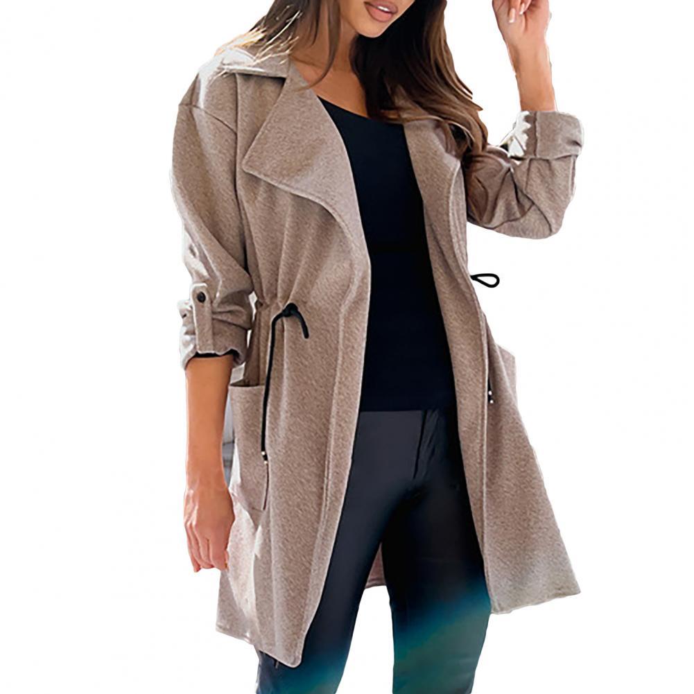 여성 코트 Drawstring 허리 Windproof 매일 착용에 대 한 따뜻한 방수 트렌치 자 켓을 유지